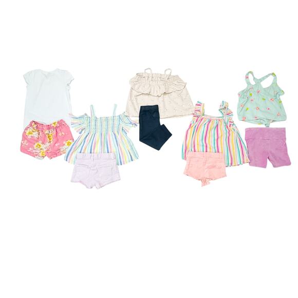Girls 4T Clothing Bundle - 10 Pieces | Summer Tops & Shorts - Picture 2 of 4